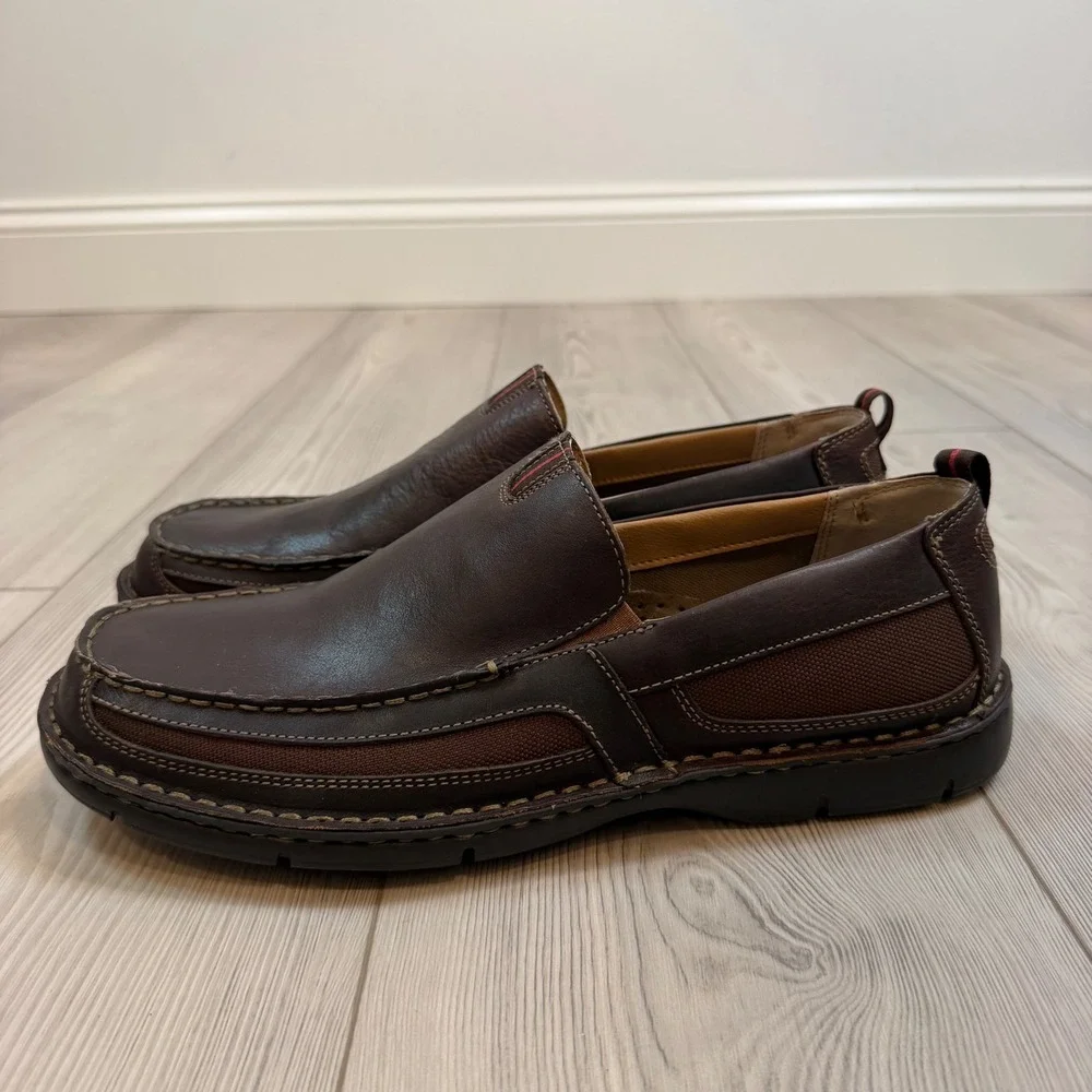 Clarks Lambeth Loafer Mens 11W Brown Leather Slip On Shoes 26070959